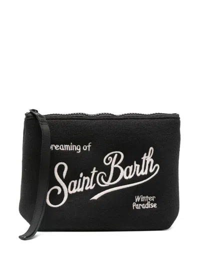 Mc2 Saint Barth Clutch Bag 'aline Wool'  In Black
