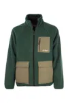 Mc2 Saint Barth Man Green Sherpa Jacket With Check Patch Pockets In Green