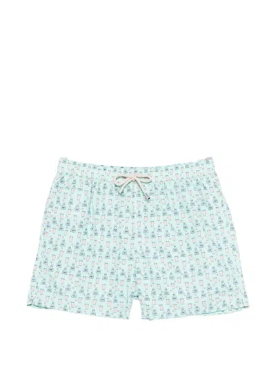 Mc2 Saint Barth Cocktail Print Swim Shorts In Blue