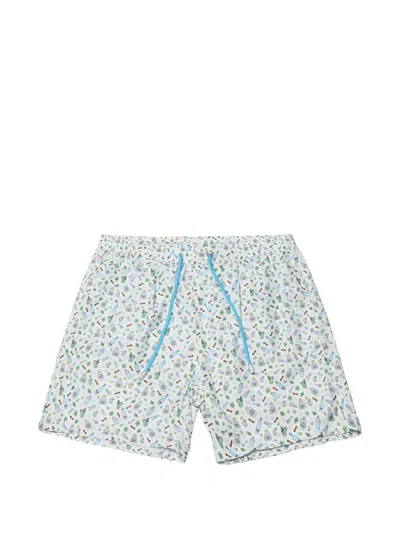 Mc2 Saint Barth Cocktail-print Drawstring Swim Shorts In Gray