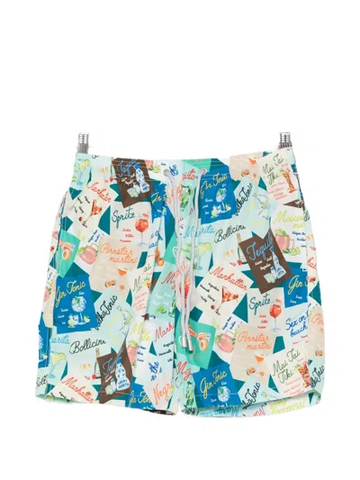 Mc2 Saint Barth Cocktail-print Drawstring Swim Shorts In Blue