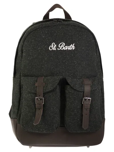 Mc2 Saint Barth Cody Fabric Backpack With Logo In Brown