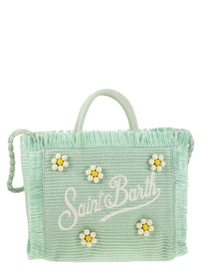 MC2 SAINT BARTH COLETTE - STRAW-EFFECT BAG WITH EMBROIDERED LOGO