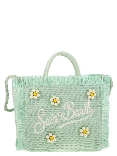 Mc2 Saint Barth Colette - Straw-effect Bag With Embroidered Logo In White