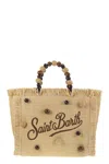 Mc2 Saint Barth Colette - Straw Effect Bag With Wooden Beads And Embroidered Logo