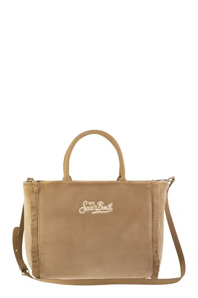 Mc2 Saint Barth Colette - Velvet Handbag With Logo In Brown