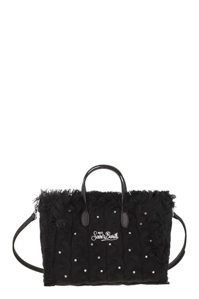 MC2 SAINT BARTH MC2 SAINT BARTH COLETTE - WOOL-EFFECT BAG WITH LOGO AND RHINESTONES