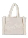 Mc2 Saint Barth Colette Tote Bag With Faux Fur Trim In White