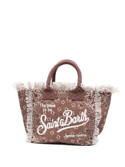 Mc2 Saint Barth Colette Bandana-print Frayed Tote Bag In Blue