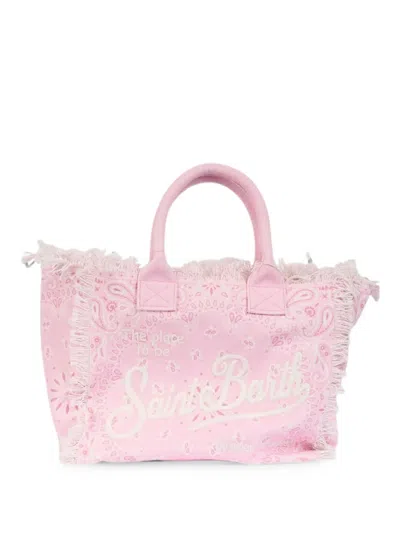 Mc2 Saint Barth Colette Bandana-print Frayed Tote Bag In Pink