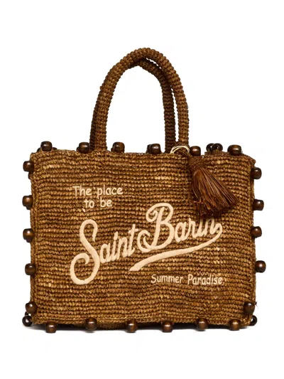 Mc2 Saint Barth Colette Bead-embellished Raffia Tote Bag In Pink