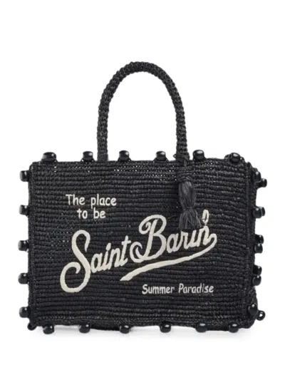 Mc2 Saint Barth Colette Bead-embellished Shoulder Bag In Black
