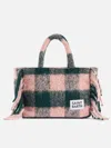 Mc2 Saint Barth Colette Blanket Handbag With Check Print In Green
