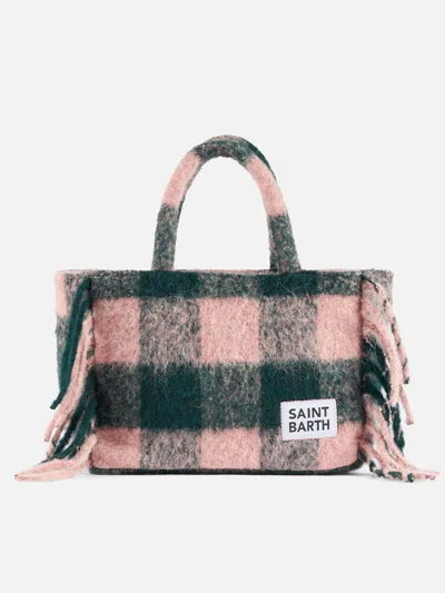Mc2 Saint Barth Colette Blanket Handbag With Check Print In Green