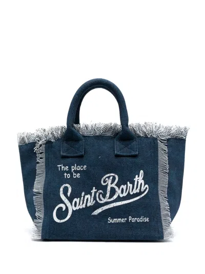 Mc2 Saint Barth Colette Canvas Beach Bag In Blue