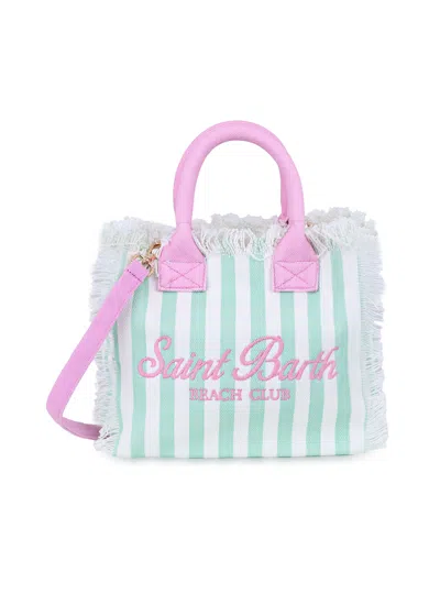Mc2 Saint Barth Colette Canvas Green Stripes Print Bag