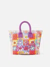 Mc2 Saint Barth Colette Canvas Handbag With Smiling Daisy Print In Pink