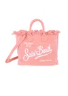 Mc2 Saint Barth Colette Canvas Peach Small Tote Bag In Pink