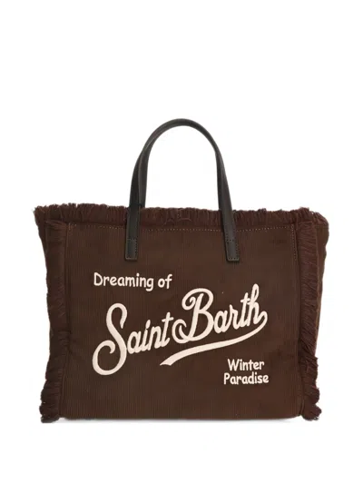 Mc2 Saint Barth Colette Corduroy Fringed Tote Bag In Brown