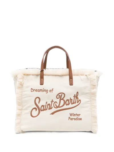Mc2 Saint Barth Colette Corduroy Tote Bag In White