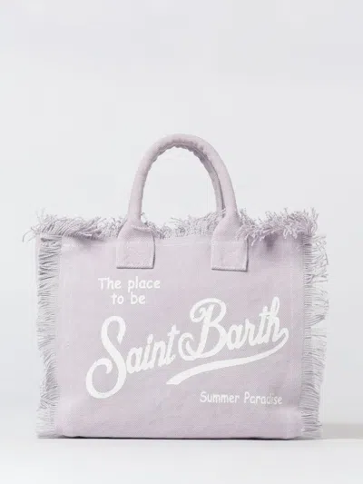 Mc2 Saint Barth Colette Cotton Canvas Bag With Logo In Purple