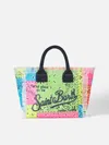 Mc2 Saint Barth Colette Cotton Canvas Handbag With Fluo Bandanna Print In Fluo