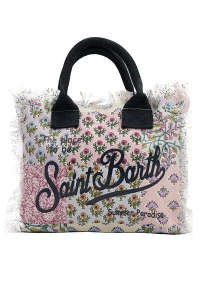 Mc2 Saint Barth Colette Cotton Canvas Shopper With Floral Print In Multicolor