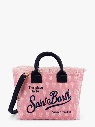 Mc2 Saint Barth Colette Cotton Handbag With Logo Print In Pink