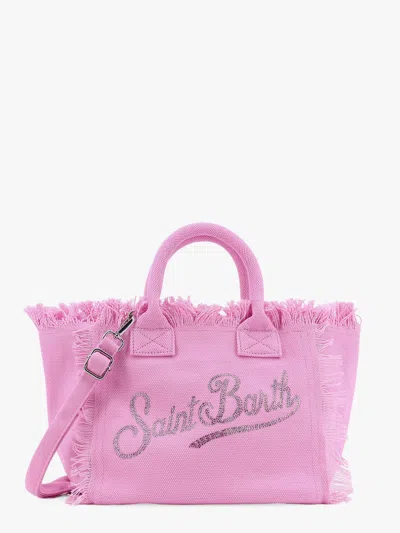 Mc2 Saint Barth Colette Cotton Handbag With Rhinestones Logo