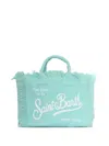Mc2 Saint Barth Colette Frayed Linen Tote Bag In Blue