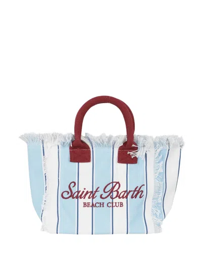 Mc2 Saint Barth Colette Frayed Striped Tote Bag In Blue