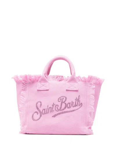 Mc2 Saint Barth Colette Frayed Tote Bag In Pink