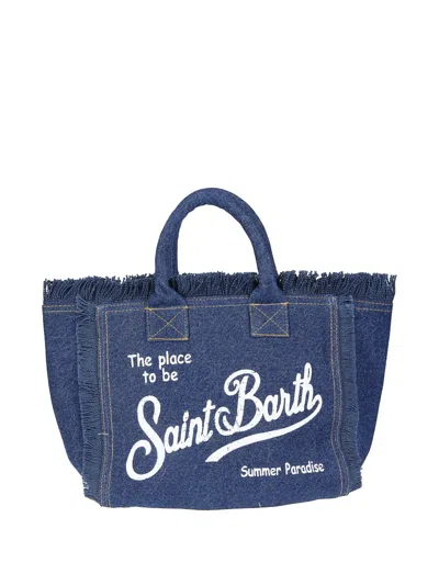 Mc2 Saint Barth Colette Frayed Tote-bag In Blue