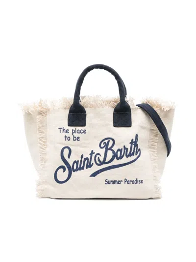 Mc2 Saint Barth Kids' Colette Logo-print Beach Bag In Neutrals