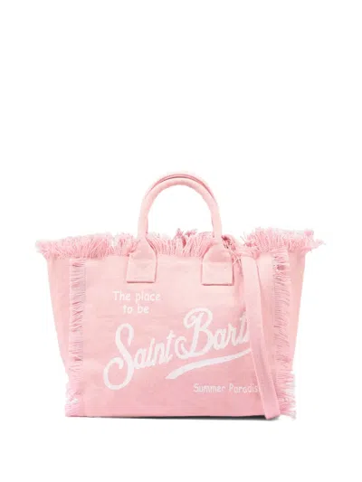 Mc2 Saint Barth Kids' Logo-print Cotton Tote Bag In Pink