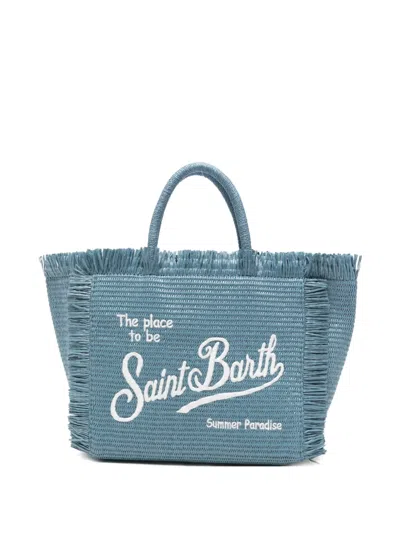 Mc2 Saint Barth Colette Fringed Tote Bag In Blue