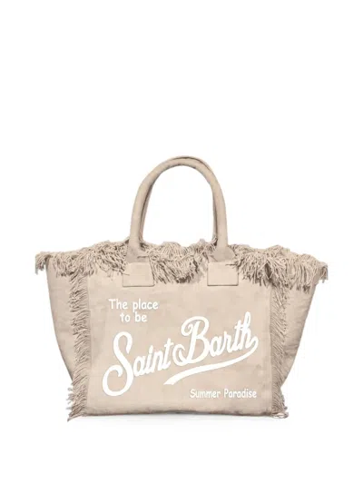 Mc2 Saint Barth Colette Fringed Tote Bag In Neutral