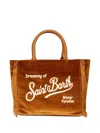 Mc2 Saint Barth Colette Fringed Velvet Tote Bag In Brown