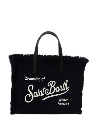 Mc2 Saint Barth Colette Fringed-edge Corduroy Tote Bag In Blue