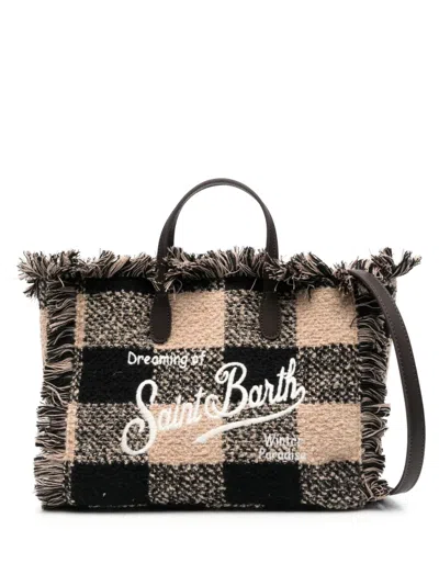 Mc2 Saint Barth Colette Gingham-check Tote Bag In Brown
