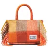 Mc2 Saint Barth Colette Handbag With Multicolor Check And Fringes In Brown