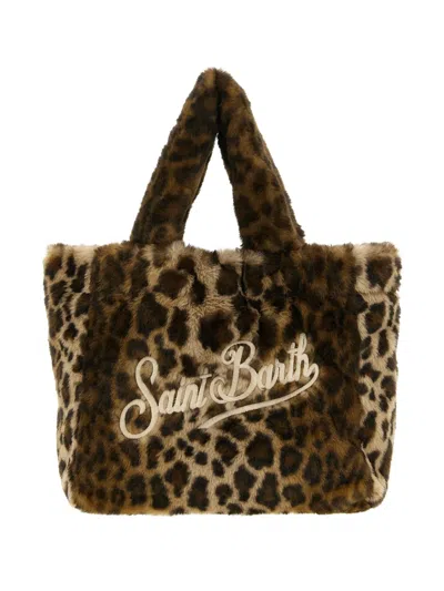 Mc2 Saint Barth Colette Leopard-embroidery Tote Bag In Brown