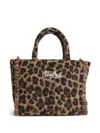 Mc2 Saint Barth Colette Leopard-print Fringed Shoulder Bag In Brown