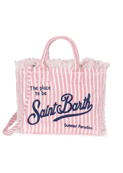 Mc2 Saint Barth Colette Linen Pink Stripes Bag