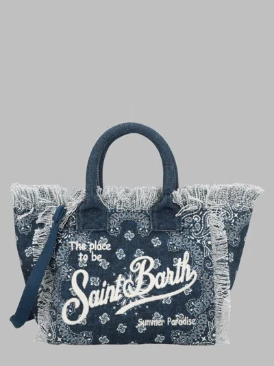 Mc2 Saint Barth Colette Mini Canvas Handbag - Perfect For Everyday Use (22 Cm X 30 Cm X 15 Cm) In Blue