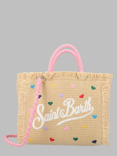 Mc2 Saint Barth Colette Straw N Mini Hearts Col Emb In Neutral