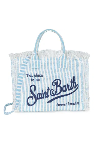Mc2 Saint Barth Colette Patch Linen Blue Stripes Bag