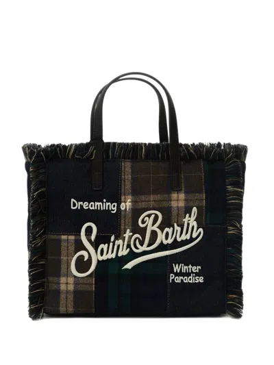 Mc2 Saint Barth Colette Patchwork Fringed Tote Bag In Blue