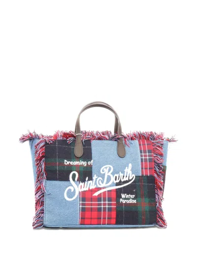 Mc2 Saint Barth Colette Patchwork Fringed Tote Bag In Red