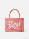 Mc2 Saint Barth Vanity Pink Raffia Bag With Saint Barth Embroidery In Pink